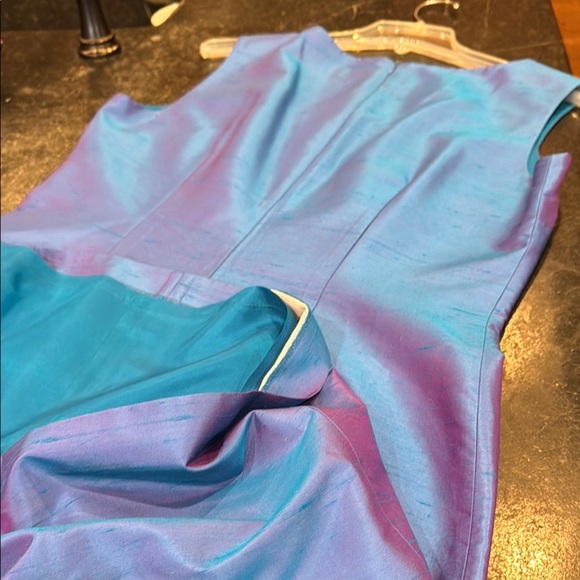 Stunning Spenser Jeremy Blue/Purple Sleeveless 100% Silk Dress - Picture 8 of 11